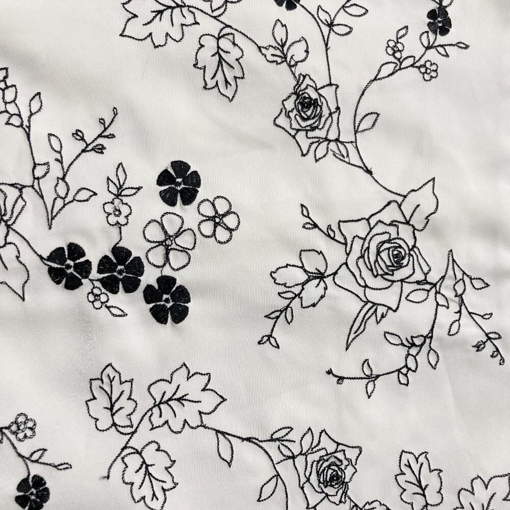 JESSICA Vintage strapless creamy white black floral embroidery dress SMALL MED - Picture 10 of 14